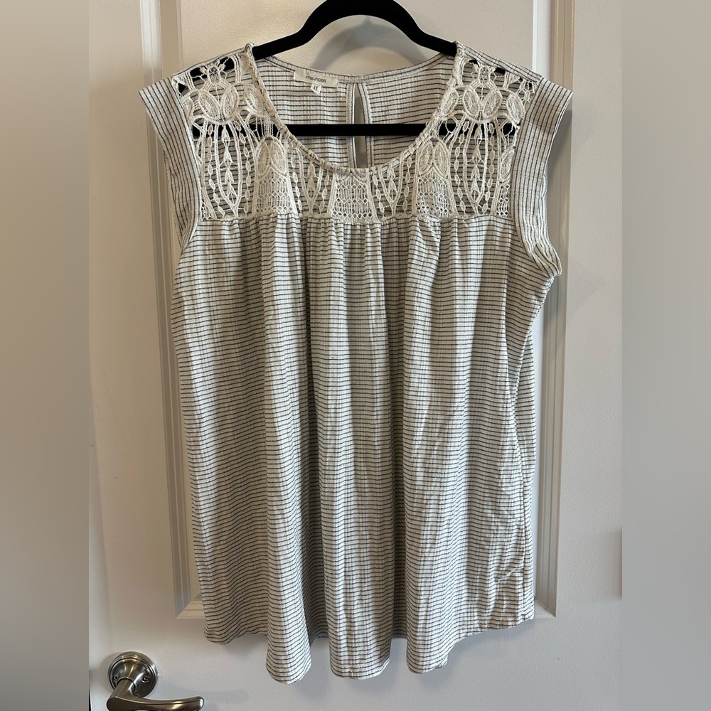 Women's Striped Lace Top